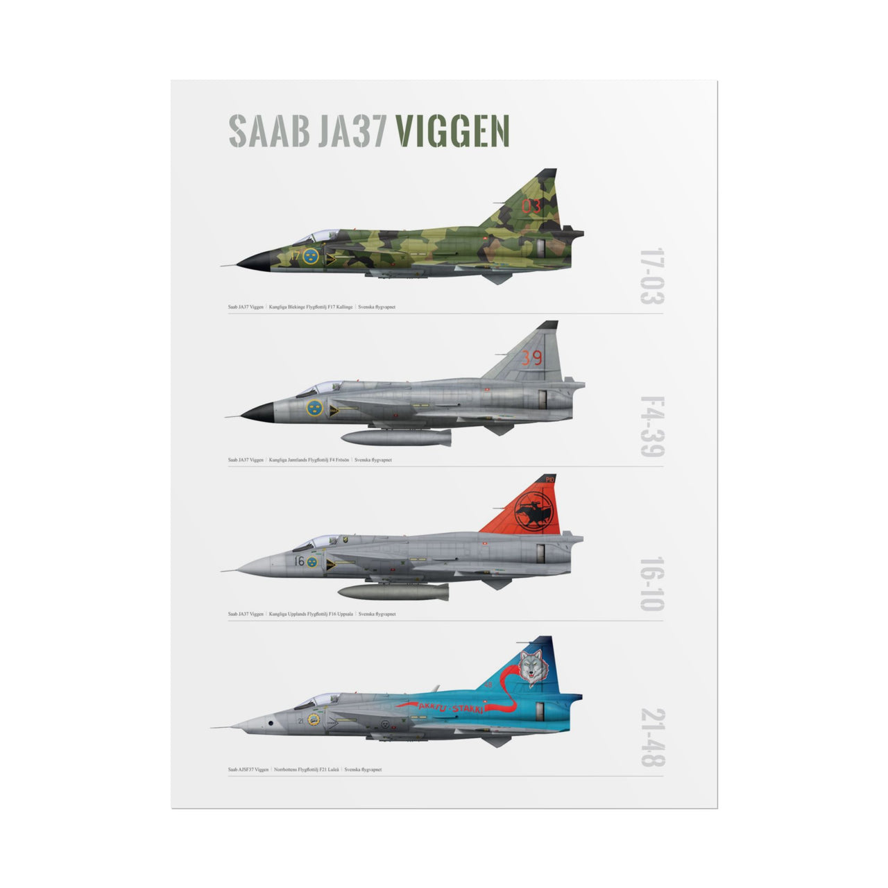 Saab Viggen Profiles -  Rolled Poster