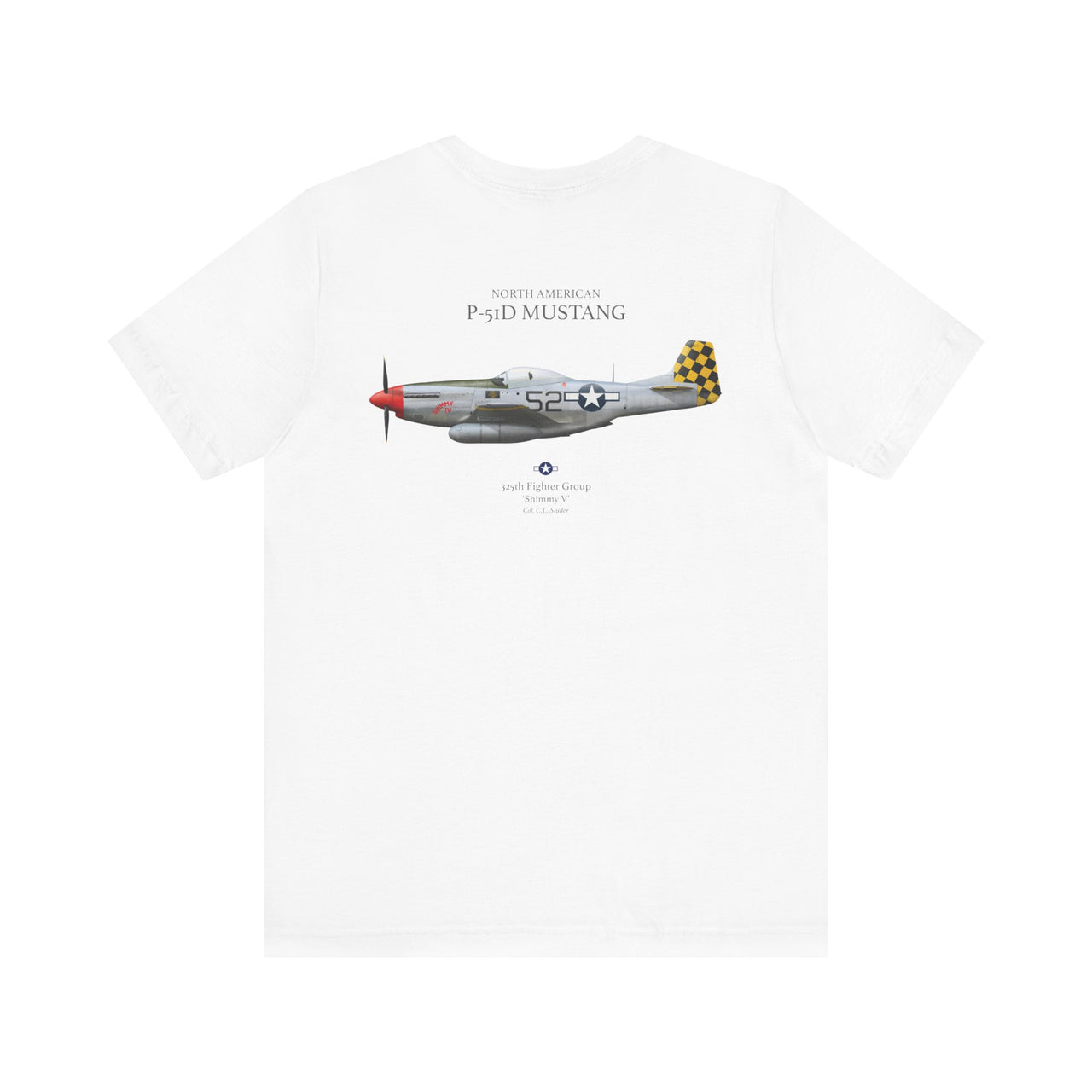 P-51D Mustang 'Shimmy V' - T-shirt printed on back
