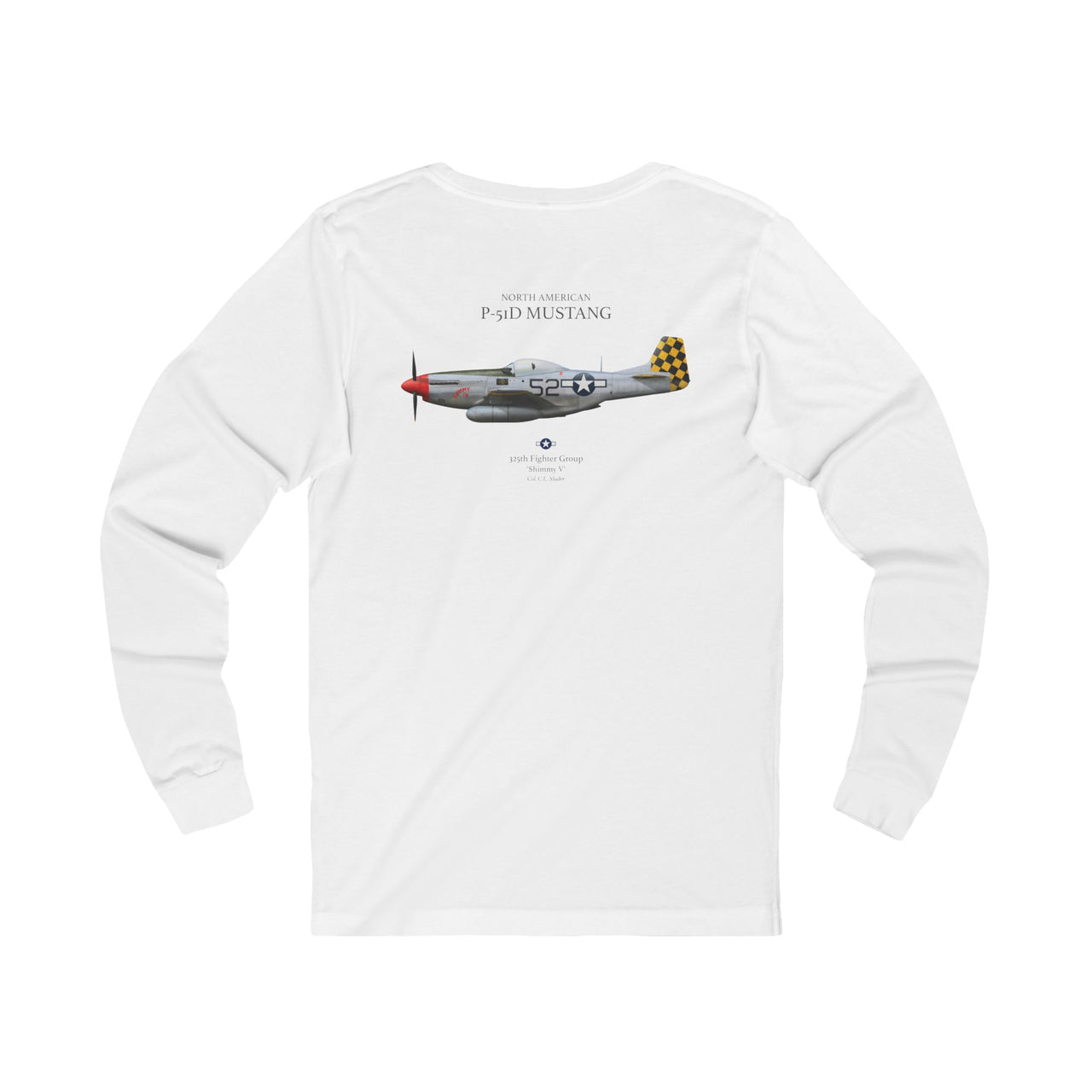P-51D Mustang 'Shimmy V' - Long-Sleeve T-shirt printed on back