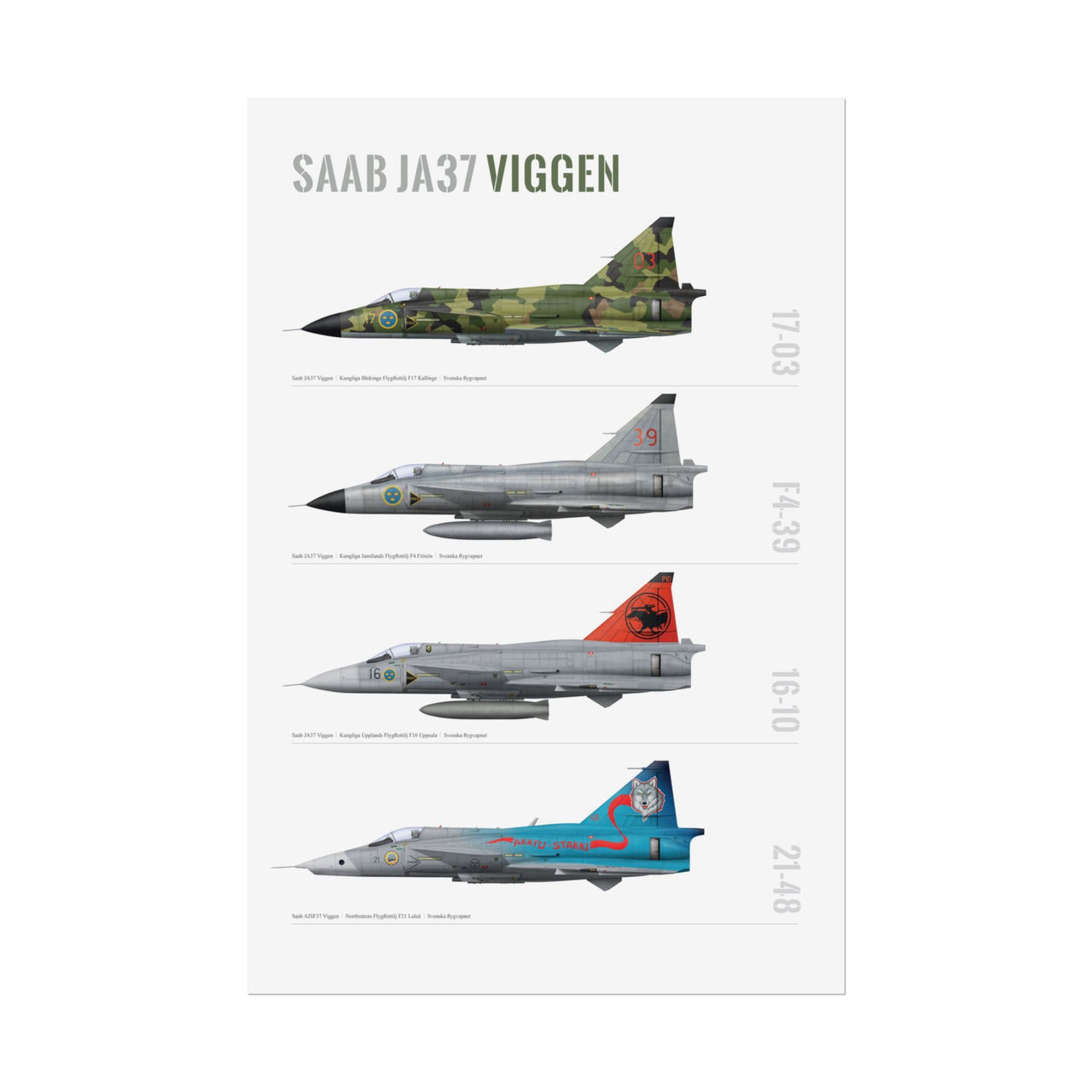 Saab Viggen Profiles -  Rolled Poster