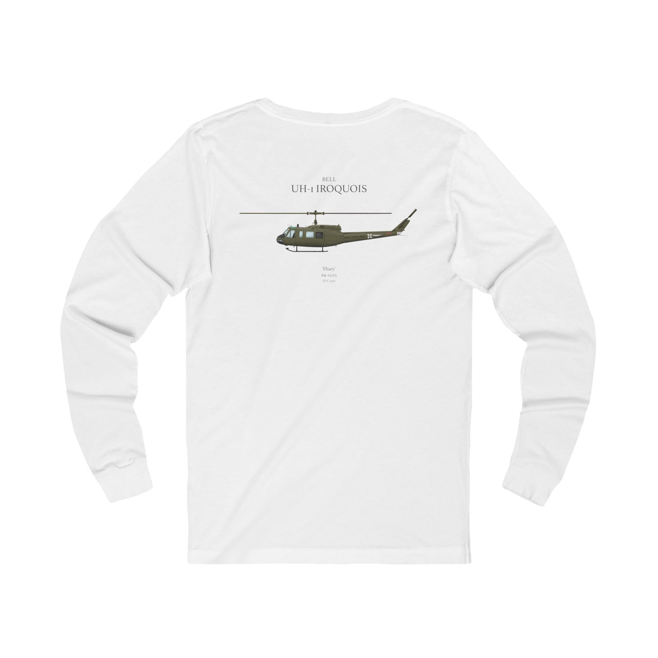 UH-1 Iroquois 'Huey' - Long-Sleeve T-shirt printed on back