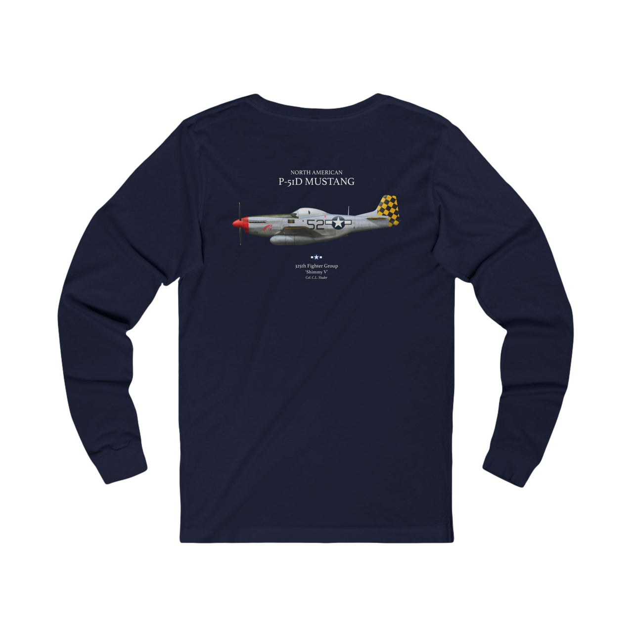 P-51D Mustang 'Shimmy V' - Long-Sleeve T-shirt printed on back