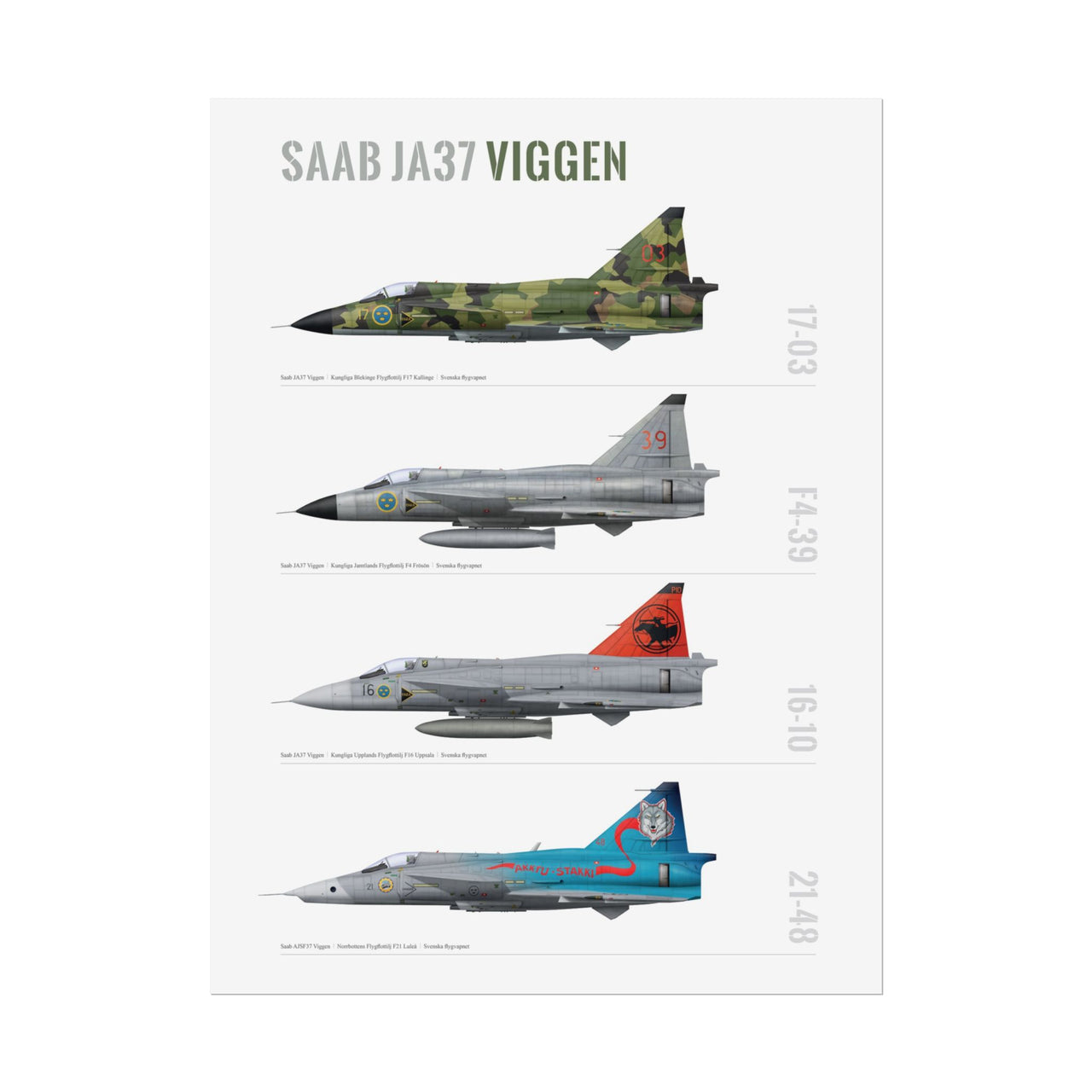 Saab Viggen Profiles -  Rolled Poster