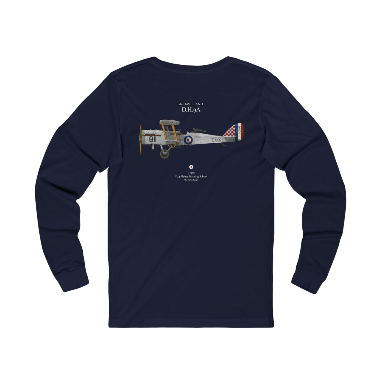 de Havilland D.H.9A - Long-Sleeve T-shirt printed on back