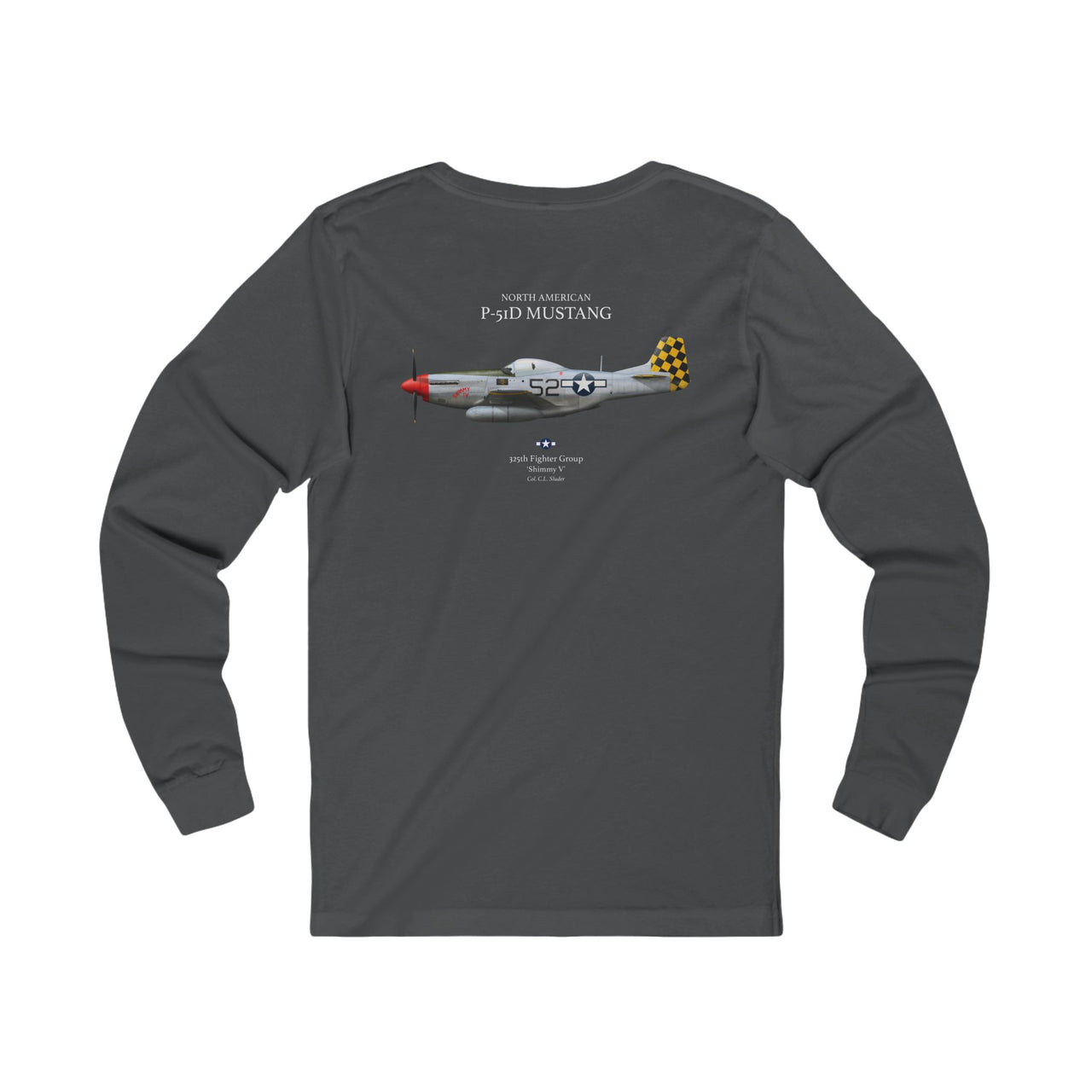 P-51D Mustang 'Shimmy V' - Long-Sleeve T-shirt printed on back